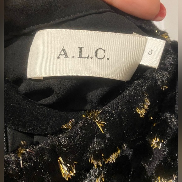 A.L.C. Velvet Jane Dress- black and gold- NWOT - Picture 6 of 11